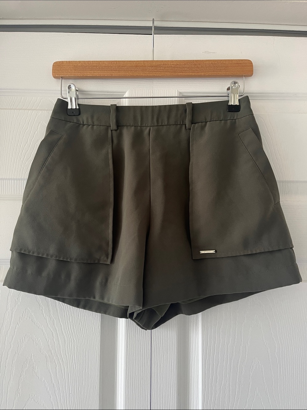 Ted Baker Olive Green Tailored High-Rise Shorts